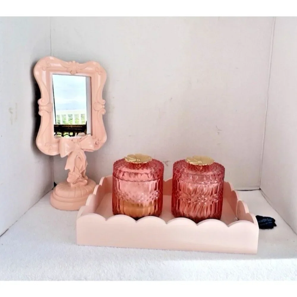 Blush Pink Vanity Tray Scalloped Edge 12